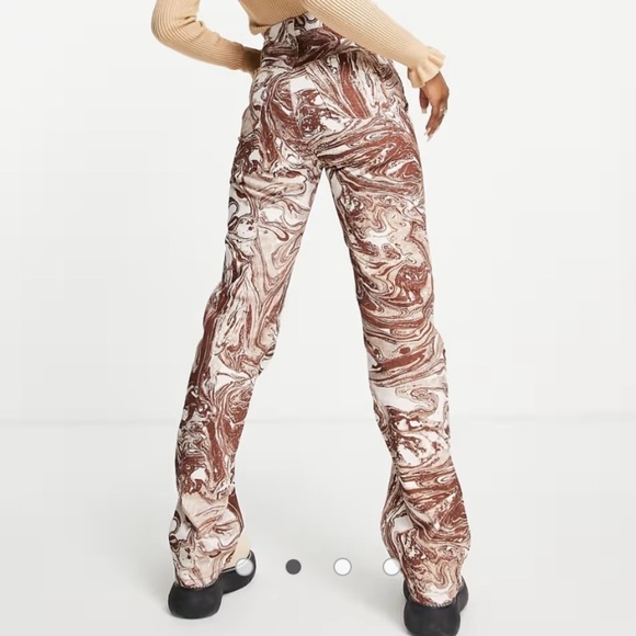 NWT Topshop Straight Kort Jeans in brown marble - Picture 2 of 8